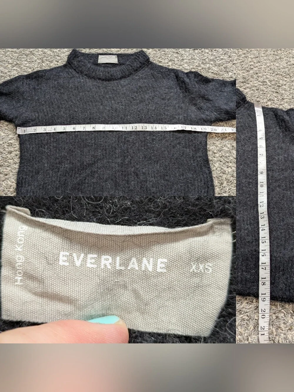 Everlane Black Alpaca Blend Long Sleeve High Neck Sheer Sweater XXS